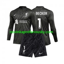 Liverpool Dres Alisson Becker 1 Brankářské Domácí Fotbalové Dresy pro Děti 2024-2025 Dlouhý rukáv