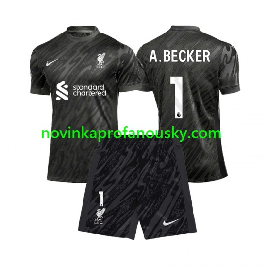 Liverpool Dres Alisson Becker 1 Brankářské Domácí Fotbalové Dresy pro Děti 2024-2025 Krátký rukáv