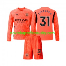 Manchester City Dres Ederson Moraes 31 Brankářské Venkovní Fotbalové Dresy pro Děti 2024-2025 Dlouhý rukáv