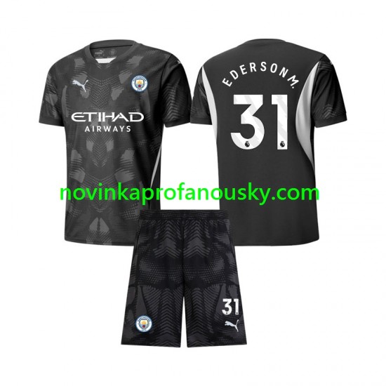 Manchester City Dres Ederson Moraes 31 Brankářské Čtvrtý Fotbalové Dresy pro Děti 2024-2025 Krátký rukáv