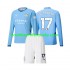Manchester City Dres Kevin De Bruyne 17 Domácí Fotbalové Dresy pro Děti 2024-2025 Dlouhý rukáv