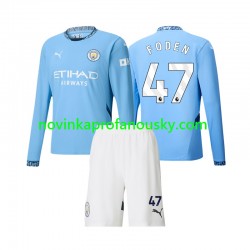 Manchester City Dres Phil Foden 47 Domácí Fotbalové Dresy pro Děti 2024-2025 Dlouhý rukáv