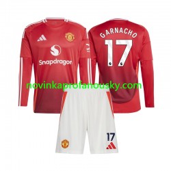 Manchester United Dres Alejandro Garnacho 17 Domácí Fotbalové Dresy pro Děti 2024-2025 Dlouhý rukáv