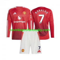 Manchester United Dres Cristiano Ronaldo 7 Domácí Fotbalové Dresy pro Děti 2024-2025 Dlouhý rukáv