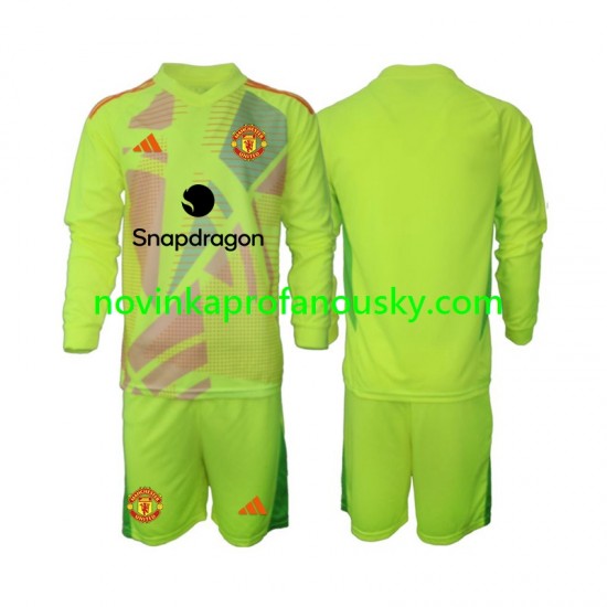 Manchester United Dres Brankářské Venkovní Fotbalové Dresy pro Děti 2024-2025 Dlouhý rukáv