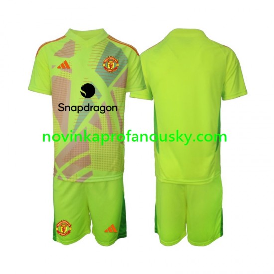 Manchester United Dres Brankářské Venkovní Fotbalové Dresy pro Děti 2024-2025 Krátký rukáv