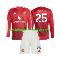 Manchester United Dres Manuel Ugarte 25 Domácí Fotbalové Dresy pro Děti 2024-2025 Dlouhý rukáv