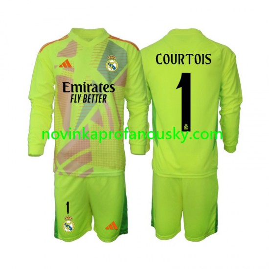 Real Madrid Dres COURTOIS 1 Brankářské Čtvrtý Fotbalové Dresy pro Děti 2024-2025 Dlouhý rukáv