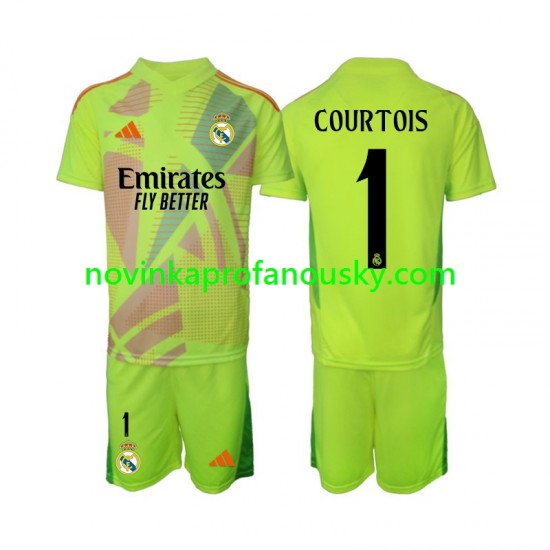 Real Madrid Dres COURTOIS 1 Brankářské Čtvrtý Fotbalové Dresy pro Děti 2024-2025 Krátký rukáv