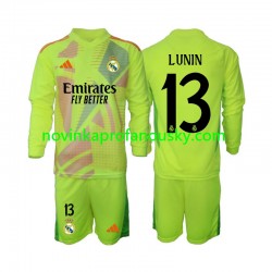 Real Madrid Dres Lunin 13 Brankářské Čtvrtý Fotbalové Dresy pro Děti 2024-2025 Dlouhý rukáv