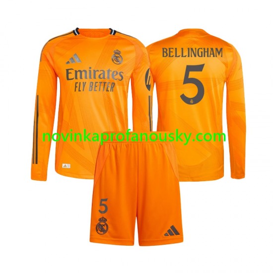Real Madrid Dres Jude Bellingham 5 Venkovní Fotbalové Dresy pro Děti 2024-2025 Dlouhý rukáv