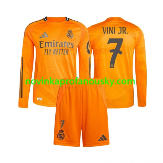 Real Madrid Dres Vinicius Junior 7 Venkovní Fotbalové Dresy pro Děti 2024-2025 Dlouhý rukáv