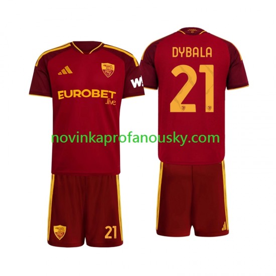 AS Řím Dres Paulo Dybala 21 Domácí Fotbalové Dresy pro Děti 2026-2027 Krátký rukáv