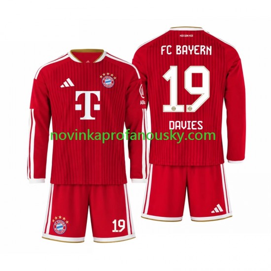 FC Bayern Mnichov Dres Alphonso Davies 19 Domácí Fotbalové Dresy pro Děti 2026-2027 Dlouhý rukáv