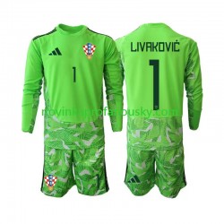Chorvatsko Dres Dominik Livakovic 25 Brankářské Domácí Fotbalové Dresy pro Děti 2026-2027 Dlouhý rukáv