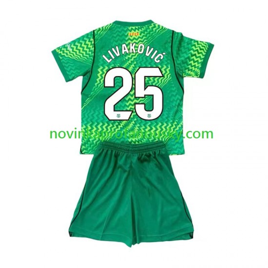 FC Barcelona Dres Dominik Livakovic 25 Brankářské Domácí Fotbalové Dresy pro Děti 2026-2027 Krátký rukáv