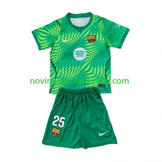 FC Barcelona Dres Dominik Livakovic 25 Brankářské Domácí Fotbalové Dresy pro Děti 2026-2027 Krátký rukáv