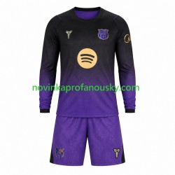 FC Barcelona Dres Venkovní Fotbalové Dresy pro Děti 2026-2027 Dlouhý rukáv