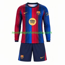 FC Barcelona Dres Domácí Fotbalové Dresy pro Děti 2026-2027 Dlouhý rukáv