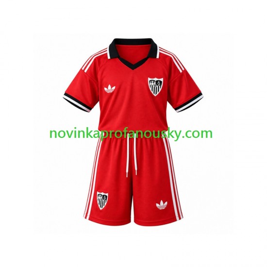 Sevilla FC Dres Retro Domácí Fotbalové Dresy pro Děti 2026-2027 Krátký rukáv