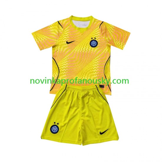 Inter Milán Dres Brankářské Domácí Fotbalové Dresy pro Děti 2026-2027 Krátký rukáv