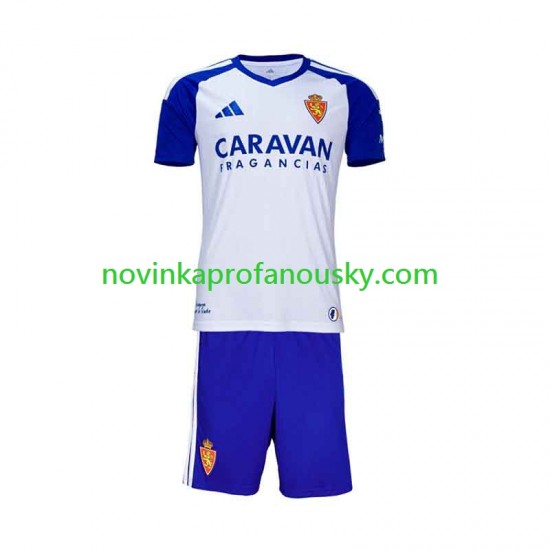 Real Zaragoza Dres Domácí Fotbalové Dresy pro Děti 2026-2027 Krátký rukáv