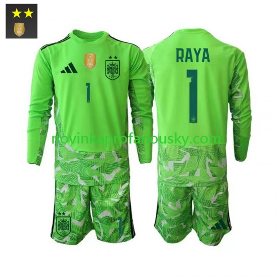 Španělsko Dres David Raya 1 Brankářské Alternativní Fotbalové Dresy pro Děti 2026-2027 Dlouhý rukáv