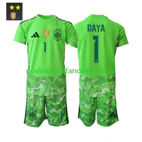 Španělsko Dres David Raya 1 Brankářské Alternativní Fotbalové Dresy pro Děti 2026-2027 Krátký rukáv