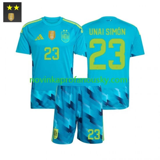 Španělsko Dres Unai Simon 23 Brankářské Domácí Fotbalové Dresy pro Děti 2026-2027 Krátký rukáv