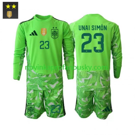 Španělsko Dres Unai Simon 23 Brankářské Alternativní Fotbalové Dresy pro Děti 2026-2027 Dlouhý rukáv