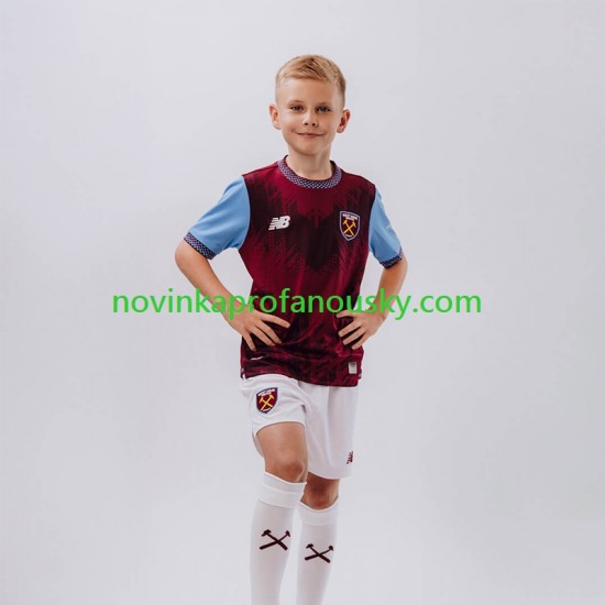 West Ham United Dres Domácí Fotbalové Dresy pro Děti 2026-2027 Krátký rukáv