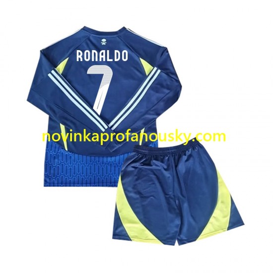 Dres Al Nassr Cristiano Ronaldo 7 Venkovní Fotbalové Dresy pro Děti 2024-2025 Dlouhý rukáv