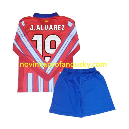 Atlético Madrid Dres Julian Alvarez 19 Domácí Fotbalové Dresy pro Děti 2024-2025 Dlouhý rukáv