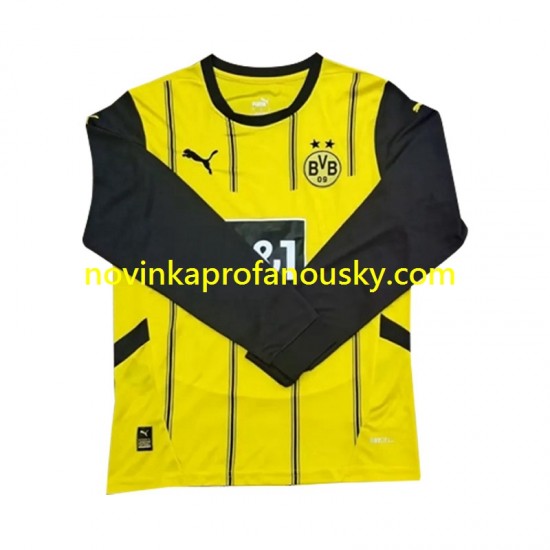 Borussia Dortmund Dres Domácí Fotbalové Dresy pro Muže 2024-2025 Dlouhý rukáv