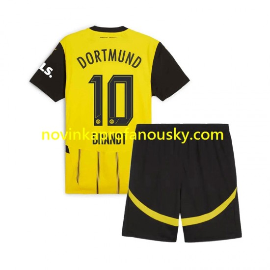 Borussia Dortmund Dres Julian Brandt 10 Domácí Fotbalové Dresy pro Děti 2024-2025 Krátký rukáv