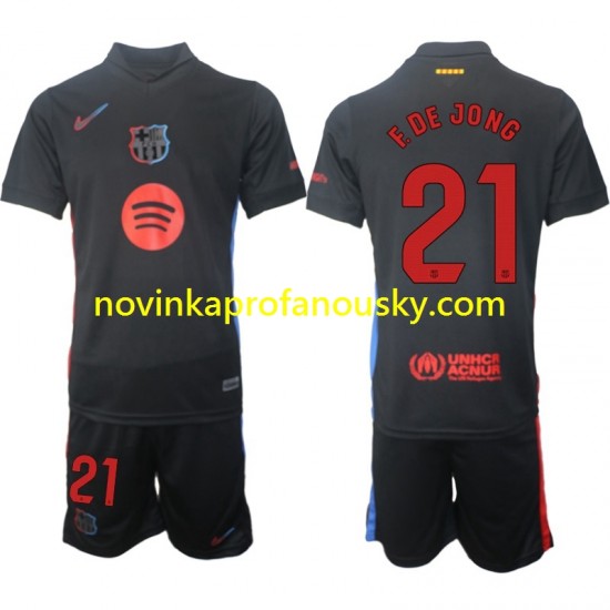 FC Barcelona Dres F DE JONG 21 Venkovní Fotbalové Dresy pro Děti 2024-2025 Krátký rukáv