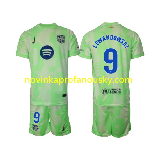 FC Barcelona Dres Robert Lewandowski 9 Alternativní Fotbalové Dresy pro Děti 2024-2025 Krátký rukáv