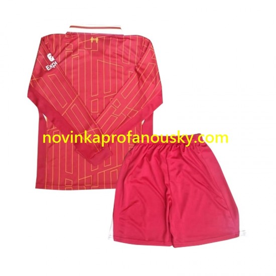 Liverpool Dres Domácí Fotbalové Dresy pro Děti 2024-2025 Dlouhý rukáv