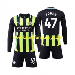 Manchester City Dres Phil Foden 47 Venkovní Fotbalové Dresy pro Děti 2024-2025 Dlouhý rukáv