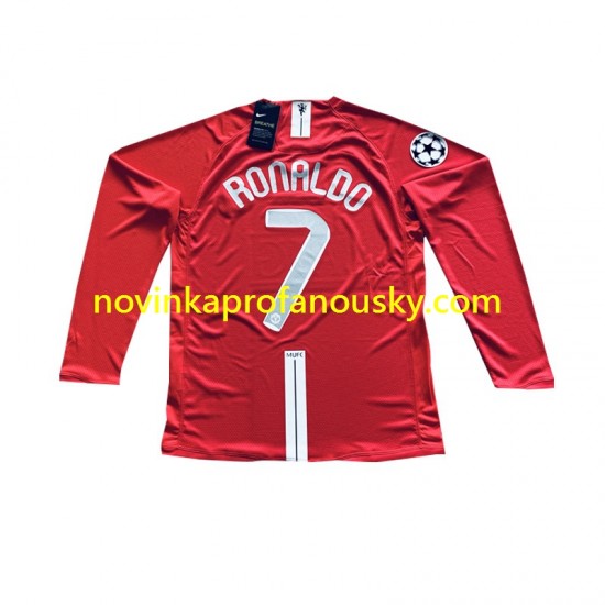 Manchester United Dres Cristiano Ronaldo 7 Champion League 2007 Retro Domácí Fotbalové Dresy pro Muže Dlouhý rukáv