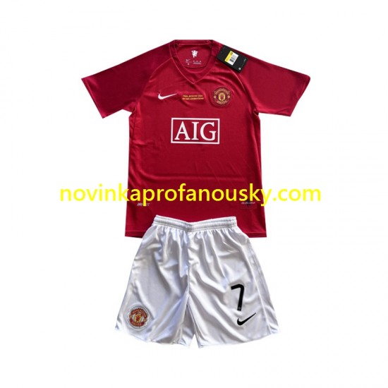 Manchester United Dres Cristiano Ronaldo 7 Champion League 2007 Retro Domácí Fotbalové Dresy pro Děti Krátký rukáv