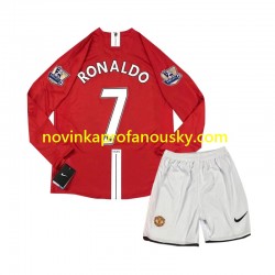 Manchester United Dres Cristiano Ronaldo 7 2007 Retro Domácí Fotbalové Dresy pro Děti Dlouhý rukáv