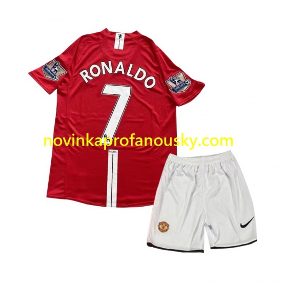 Manchester United Dres Cristiano Ronaldo 7 2007 Retro Domácí Fotbalové Dresy pro Děti Krátký rukáv