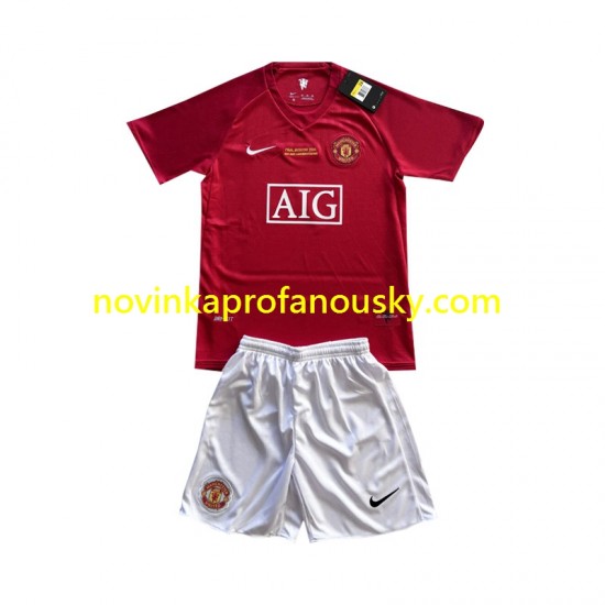 Manchester United Dres Champion League 2007 Domácí Fotbalové Dresy pro Děti Krátký rukáv