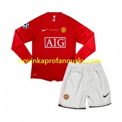 Manchester United Dres Champion League 2007 Retro Domácí Fotbalové Dresy pro Děti Dlouhý rukáv