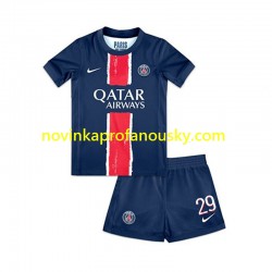 Paris Saint-Germain Dres Bradley Barcola 29 Domácí Fotbalové Dresy pro Děti 2024-2025 Krátký rukáv