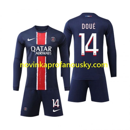 Paris Saint-Germain Dres D Doue 14 Domácí Fotbalové Dresy pro Děti 2024-2025 Dlouhý rukáv