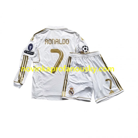 Real Madrid Dres Cristiano Ronaldo 7 Domácí Fotbalové Dresy pro Děti 2011 Dlouhý rukáv