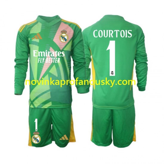Real Madrid Dres Thibaut Courtois 1 Brankářské Alternativní Fotbalové Dresy pro Děti 2024-2025 Dlouhý rukáv