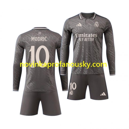 Real Madrid Dres Modrić Luka 10 Alternativní Fotbalové Dresy pro Děti 2024-2025 Dlouhý rukáv